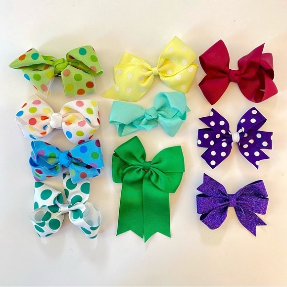 Little Girl’s 4” Grosgrain Hair Bows Bundle - Lot of 10 - Picture 1 of 3